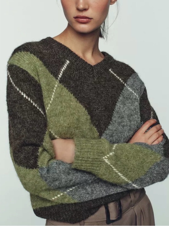 Zara Sweaters - ZARA BLOGGER FAVORITE DIAMOND KNIT jumper sweater NWT small